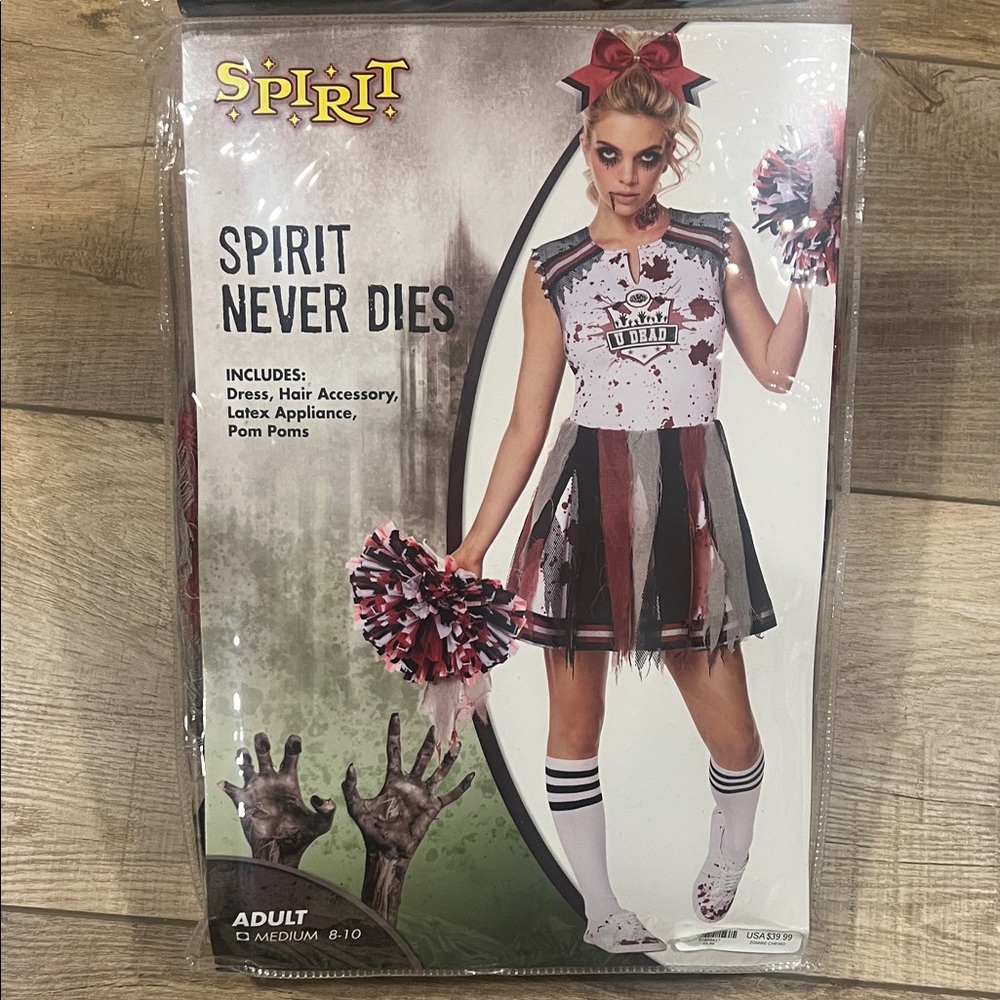 Spirit Zombie Cheerleader Costume - Red, Black, White